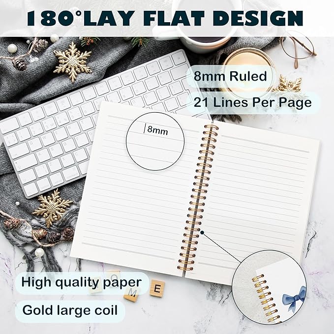 BearCake Love Like Jesus Christian Notebook Journal, Christian Gifts for Women, Blue Coquette Bow Cross Prayer Journal for Woman, Bible Journaling Hardcover Spiral Notebook 5.5x8.3-DeskLoop Office