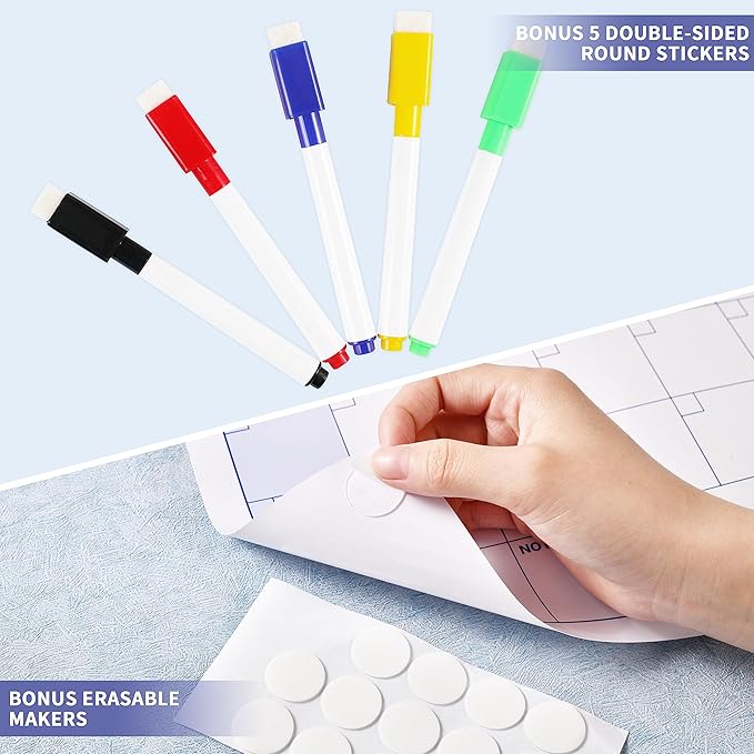 Large Dry Erase Calendar ā Yearly Wall Calendar Dry Erase, 57.9" x 37", 12-Month Undated Calendar, Reusable Laminated with 15 Stickers - Purple