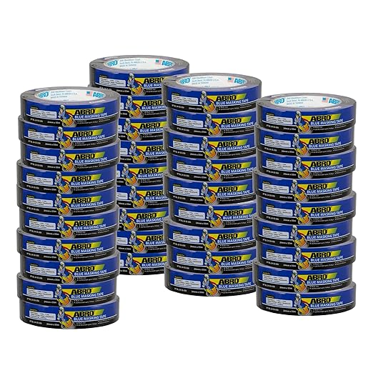 ABRO 36 Pack Blue Painters Tape: 24mm x 55M All Purpose Blue Tape, Temporary Labeling, Easy Tear, Clean Removal, Masking Tape Colored, DIY or Pro Use-DeskLoop Office