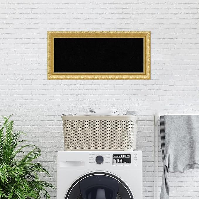 Amanti Art Black Cork Board for Wall, 16x34 Vision Board with Gold Wood Frame, Medium Corkboard Office Decor for Home Organization, Traditional Corkboard Pinboard to Display Items for Home-DeskLoop Office