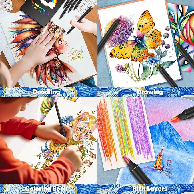 24 Pack Rainbow Pencils, Cute School Supplies, Gifts for Teen Gifts Trendy Stuff, Art Supplies for Adults, Birthday Party Favors, Art Supplies for Kids-DeskLoop Office