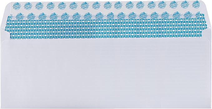 Aimoh #10 Security Tinted Self-Seal Envelopes - No Window - EnveGuard, Size 4-1/8 X 9-1/2 Inches - White - 24 LB - 1 Case - 24 Packs - 2,400 Envelopes (34100-CS)-DeskLoop Office