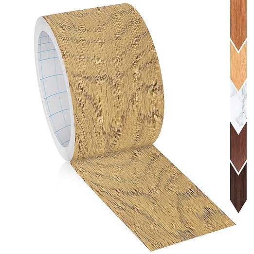 GSCIT Club Oak Wood Tape, 2.4 inch X 15ft Self Adhesive Wood Grain Tape Repair Patch for Tables, Chairs, Baseboards, Doors, Windows, Floors, Handicraft DIY.-DeskLoop Office