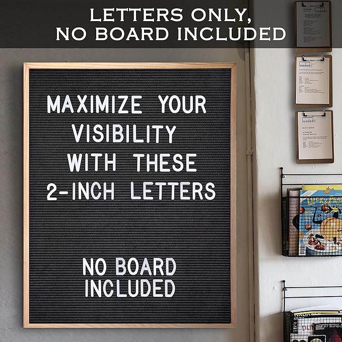 Letter Board Plastic Letters Set 2 Inch, Letter Board Letters Only NO BOARD INCLUDED, White Large Felt Board Letters, Plastic Letters Letter Board, Felt Letter Board Letters Symbols