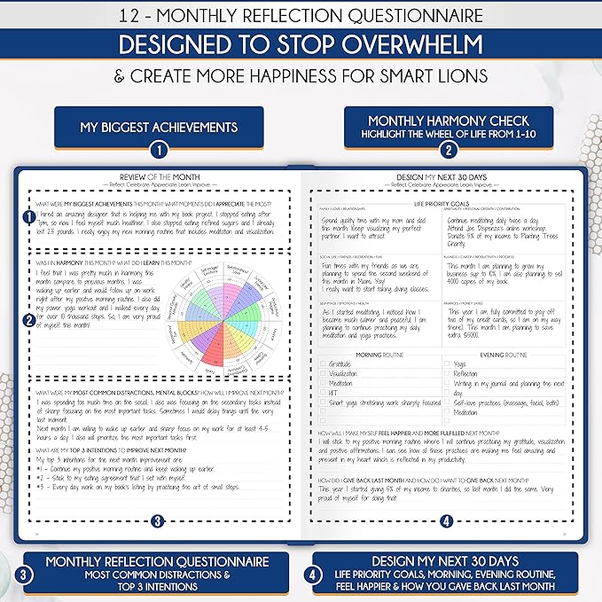 Hourly Planner - Undated Daily, Weekly & Monthly Planner with Budget Section | A 12 Month Journey to Increase Productivity & Happiness | Life Organizer & Gratitude Journal - Vertical Format-DeskLoop Office