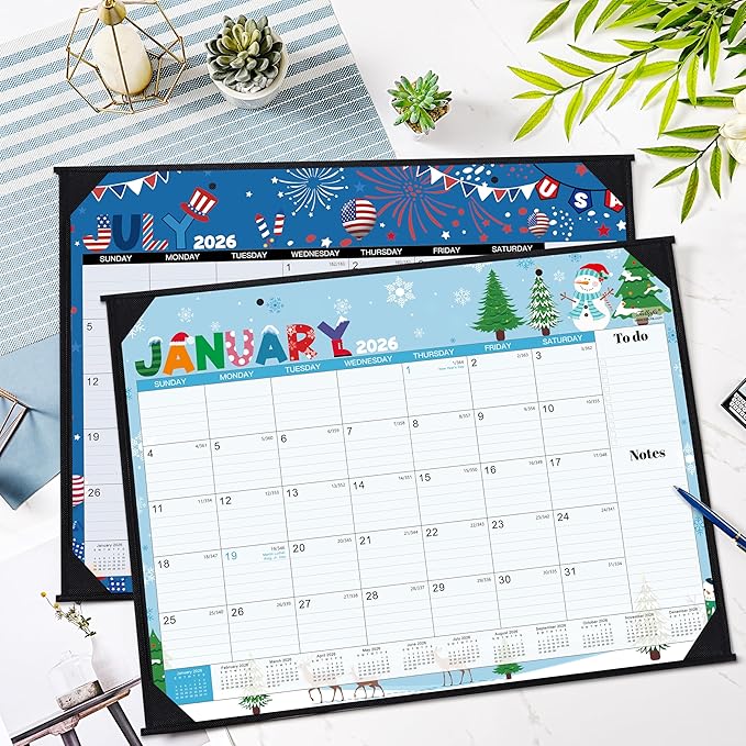 2026 Desk Calendar - Large Desk Calendar 2026, Jan.2026 - Dec.2026, 22" x 17", 2026 Calendar with Corner Protectors + Large Ruled Blocks, To-do & Notes, 12 Different Themes-DeskLoop Office