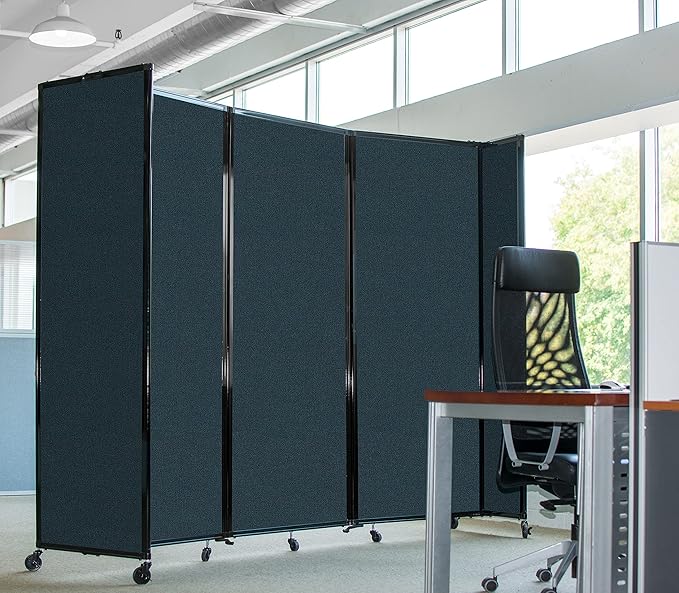 Versare Room Divider 360 Portable Wall Partition | Folding Panels | Large Freestanding Divider | Locking Wheels | Temporary Room Separator-DeskLoop Office