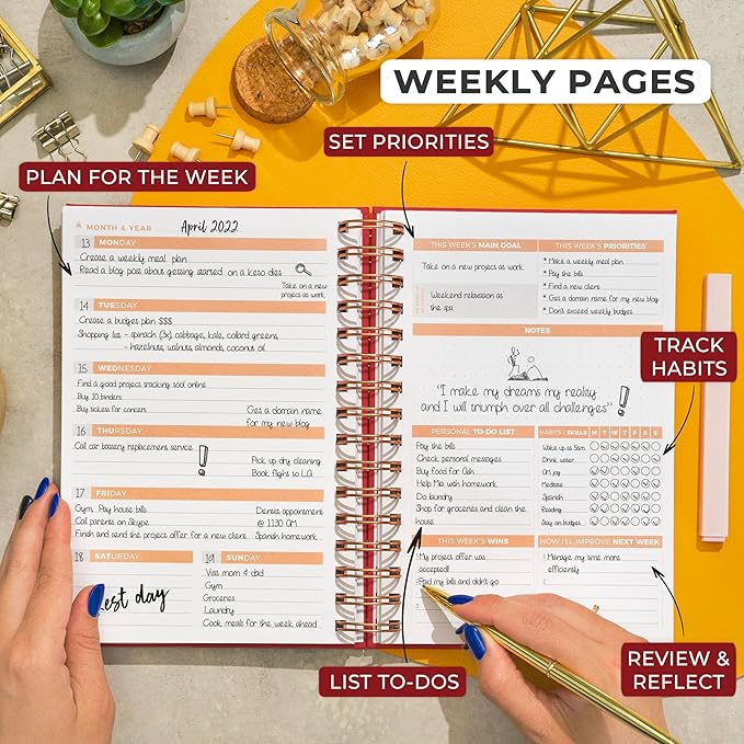 Clever Fox Planner 2nd Edition Spiral – Colorful Weekly & Monthly Goal Planner, Time Management & Productivity Organizer, Undated (Red)-DeskLoop Office