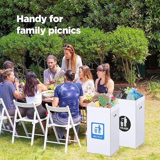 Tioncy 5 Pcs 40 Gallon Corrugated Cardboard Trash Cans Recycling Bins with Trash and Recycle Letters White Disposable Garbage Container Reuseable Garbage Boxes for Party Camping Outdoor Events-DeskLoop Office