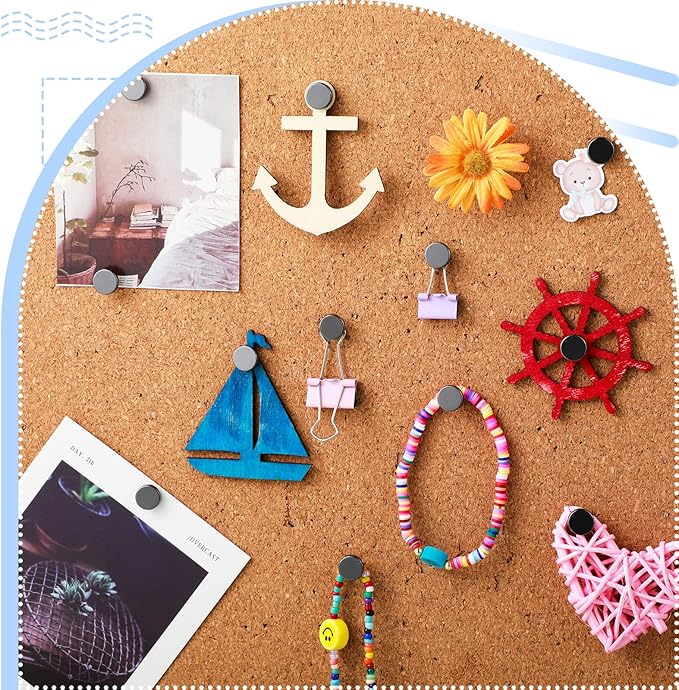 30 Pieces Push Pins, Metal Thumb Tacks for Picture Photo Hanging, Wall Pins for Board Posters Bulletin Maps, Wall Tack for Office Home Decorative (Black)-DeskLoop Office