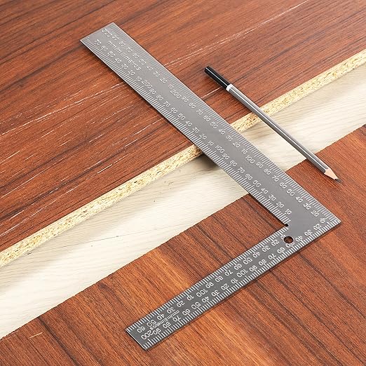 Mr. Pen- Framing Square, 8 x 12 Inch, Silver, Right Angle Ruler, L Shape Ruler, Metal Square-DeskLoop Office