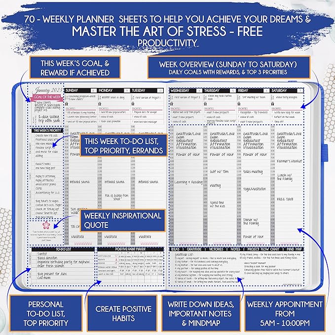 2025-2026 Planner Weekly and Monthly | 16-Month Life Planner to Increase Focus & Productivity | Reduce Overwhelm & Achieve Your Biggest Goals | Include Gift Box & Stickers | Sep 2025-Dec 2026-DeskLoop Office