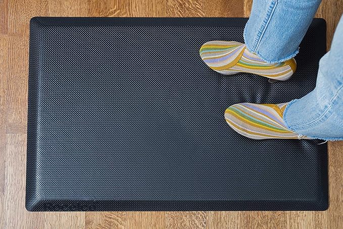 Rocelco 40" Large Height Adjustable Standing Desk Converter with Anti Fatigue Mat BUNDLE - Tall Quick Sit Stand Up Computer Workstation Riser - Retractable Keyboard Tray - Black (R DADRB-40-MAFM)-DeskLoop Office