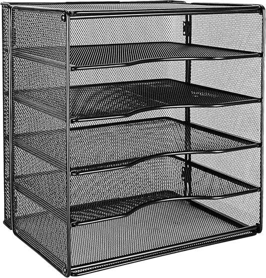 Amazon Basics 5 Slot Desk Rectangular Organizer Tray, Black, 13.6 x 9.5 x 12.8 inch-DeskLoop Office