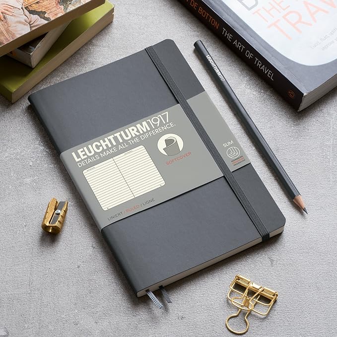 LEUCHTTURM1917 - Notebook Softcover Paperback B6+ - 123 Numbered Pages for Writing and Journaling (Dotted, Lemon)