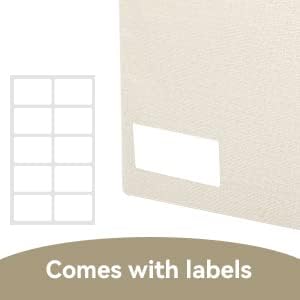 Large 42 Quarts Collapsible Stackable Storage Bins Cube with Lids [3-Pack] Foldable Fabric Linen Storage Boxes, Closet Organizer Baskets with Label for Home (16.7 x 12 x 12", Beige)-DeskLoop Office