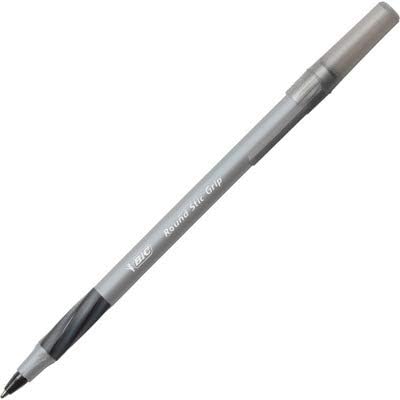 BIC Round Stic Grip Xtra Comfort Black Ballpoint Pens, Medium Point, 36-Count - Image 4