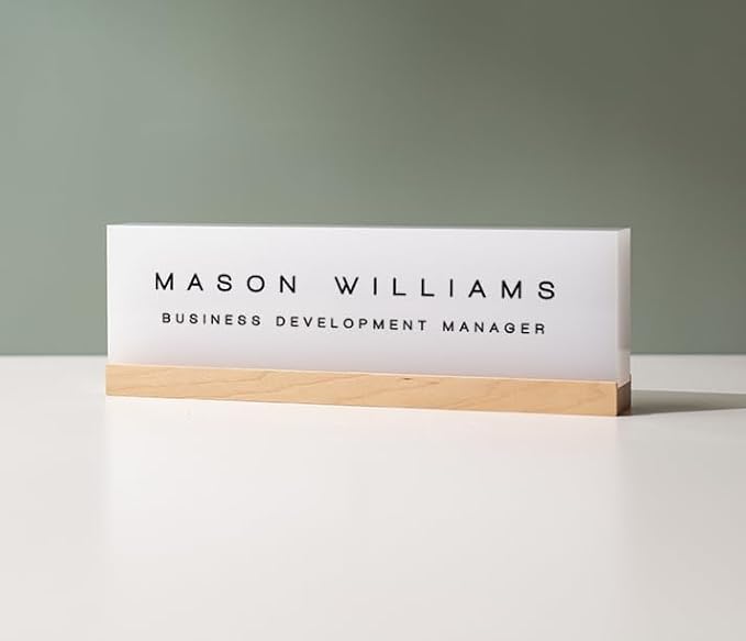 Personalized Acrylic Name Block w/Wooden Base by Muuyun