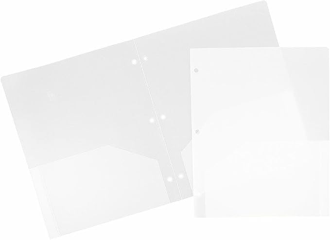 JAM PAPER Heavy Duty Plastic 3 Hole Punch Pocket Folders by JAMPaper