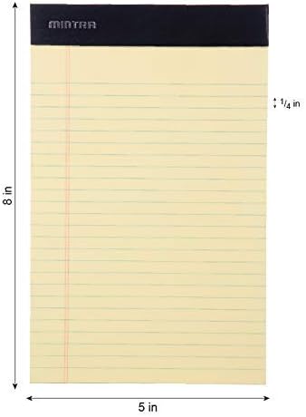 Mintra Office Legal Pads, ((xBasic, 5in x 8in, Narrow (Canary), 36pk (6-6pks))-DeskLoop Office