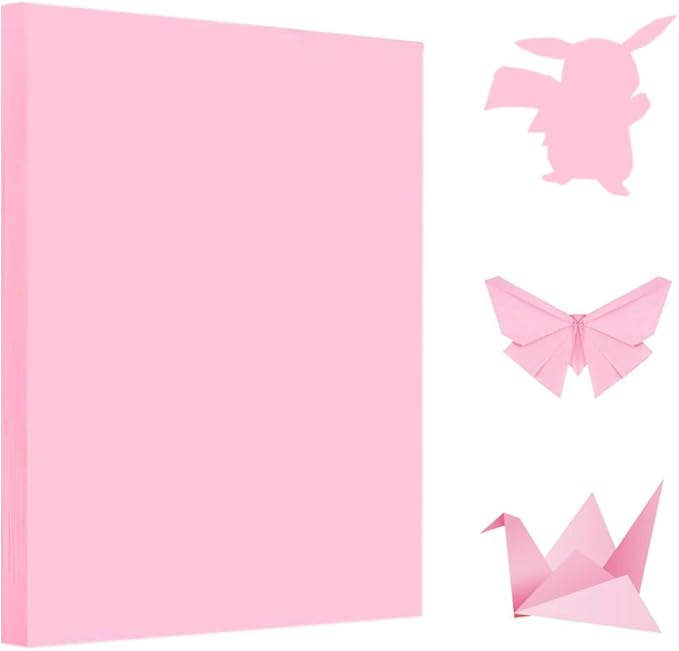 A4 Origami Paper Pink 100 Sheets, 8.27×11.7 inch Double Sided Color Easy Fold Big Origami Paper A4 Colored Copy Papers Thin 70gsm for Beginners, DIY handwork Art and Craft Projects (210 x 297 mm)-DeskLoop Office