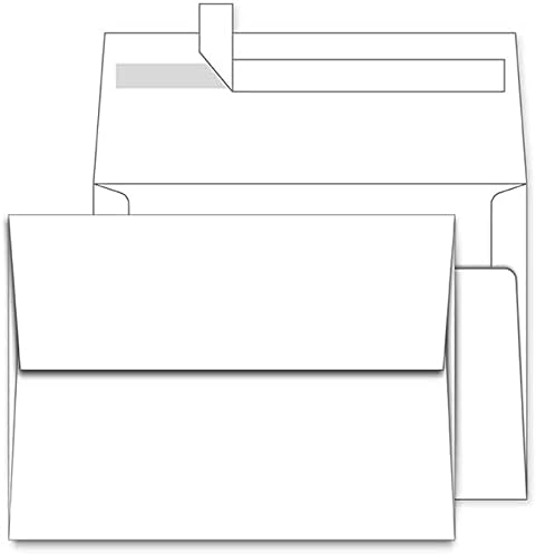 A7 Printable White Envelopes 5x7 100 Pack Quick Self Seal, by AZAZA