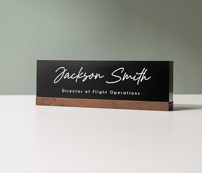 Personalized Acrylic Name Block w/Wooden Base - Image 8