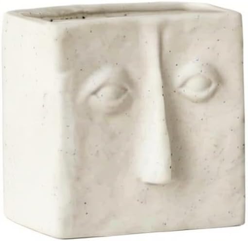 WENSHUO Abstract Square Face Pen Holder, Modern and Minimalistic Desk Accessories (Crème)-DeskLoop Office