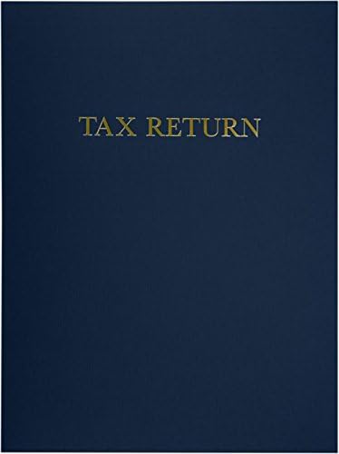 LUXPaper 9" x 12" Tax Return Folders | Two Pocket | Nautical Blue Linen | Gold by LUXPaper
