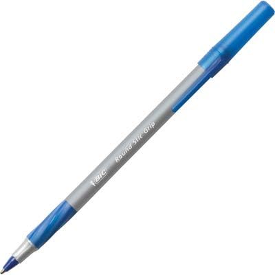 BIC Round Stic Grip Xtra Comfort Blue Ballpoint Pens, Medium Point, 12-Count - Image 4