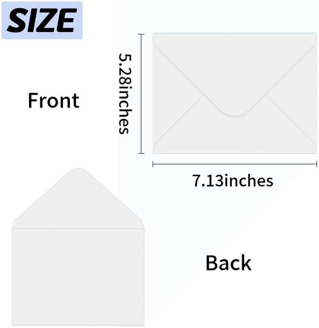 A7 Envelopes 100 Pack White 5x7 V Flap Invitation Envelopes - Image 2