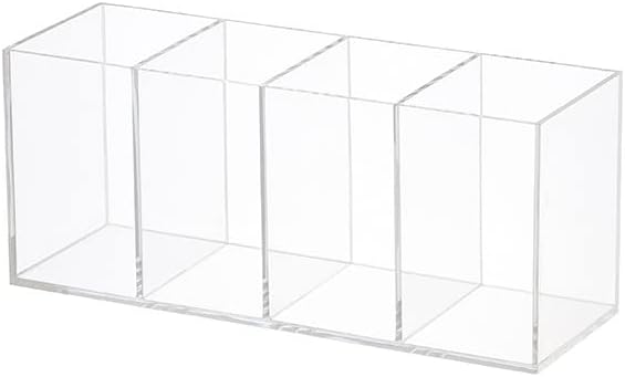HSYMQ Acrylic Pen Holder 4 Compartments Clear Pencil Holder Organizer Makeup - Image 5