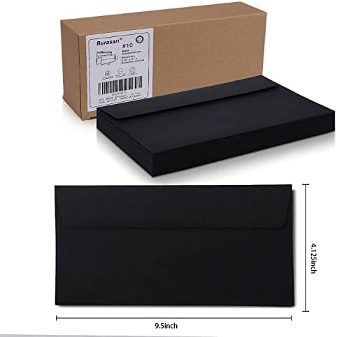 100Qty#10 Black Business envelopes 4.125x9.5In- windowless design 120GSM paper - Image 3