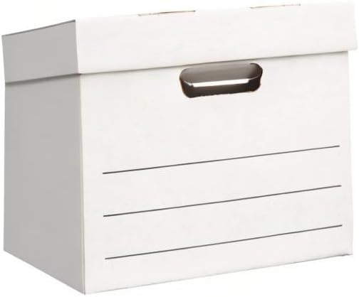 Amazon Basics Medium Duty Storage/Filing Boxes With Lid and Handles, Legal/Letter Size, 12-Pack, White, 16.2" L x 12.5" W x 10.5" H-DeskLoop Office