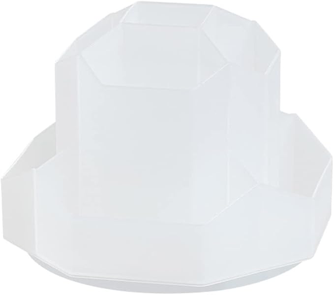 Transparent White Rotating Art Supply Storage with 9 Compartment, Pencil & Pen Holder for Kids Art Desk, Homeschool & Home Office Desktop Organizer-DeskLoop Office