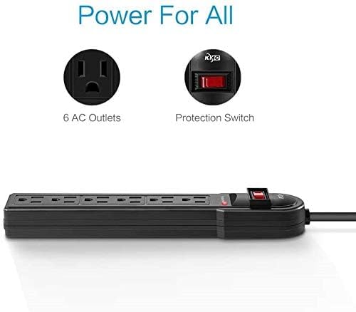 KMC 6-Outlet Surge Protector Power Strip 6 Pack-DeskLoop Office