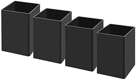 NIUBEE Black Acrylic Pen Holder 4 Pack, Desktop Pencil Cup Stationery Organizer by NIUBEE