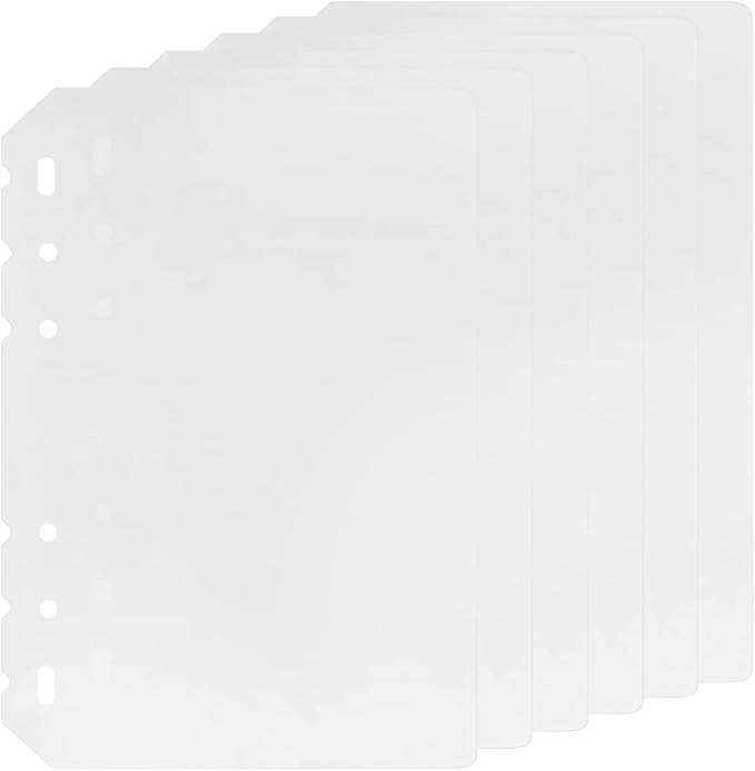 6 Pack A5 6 Holes Binder Divider Plastic Binder Divider Waterproof 6 Holes by Zelten