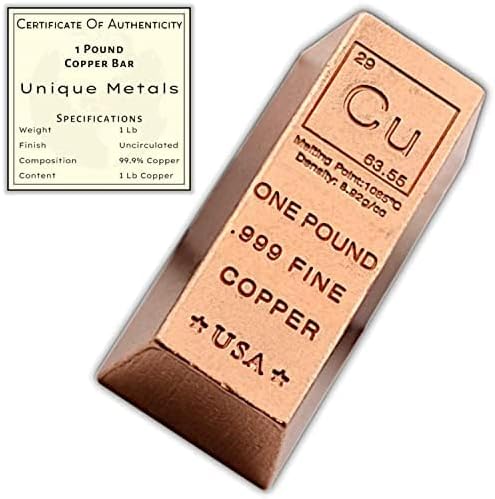 1 Pound lb - Trapezoid Style Copper Bullion Bar Paperweight - .999 Fine Ingot - - Image 4