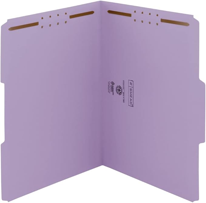 Smead Fastener File Folders, Reinforced 1/3-Cut Tabs, 2 Fasteners, Letter Size by SMEAD