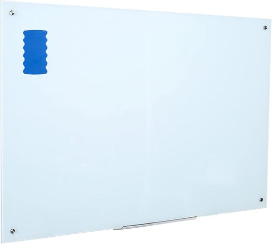 Glass Dry Erase Board - Magnetic Whiteboard with Frameless Mounting, Premium Tempered Glass Surface & Accessory Tray - Perfect for Office, Classroom, or Home (60" x 40")-DeskLoop Office