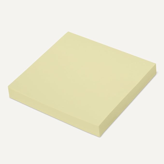 Amazon Basics Square Sticky Notes, Self-Stick Pads, Pack of 5, 3 x 3 inches, Yellow-DeskLoop Office