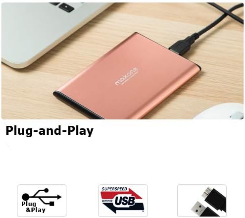 Maxone 500GB Ultra Slim Portable External Hard Drive HDD USB 3.0 Compatible with PC, Laptop - Rose Pink-DeskLoop Office
