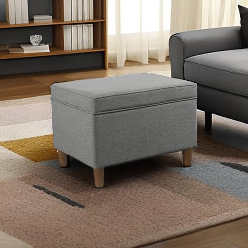 Home Decor | Dinah Collection Modern Storage Ottoman | Ottoman with Storage for Living Room & Bedroom (Grey)-DeskLoop Office