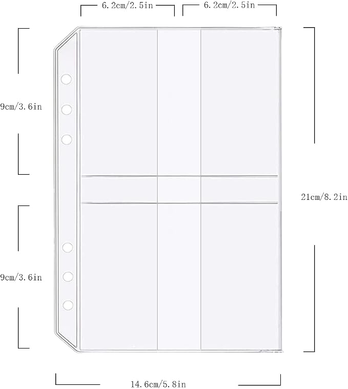 Zelten 6 Pack A5 6 Holes Binder Name Card Holder Plastic Business Card - Image 3
