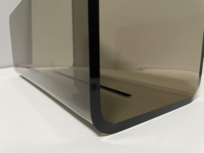 Magazine Holder, Brown Clear Acrylic with Stainless Steel Handle, Tabletop Display Stand-DeskLoop Office