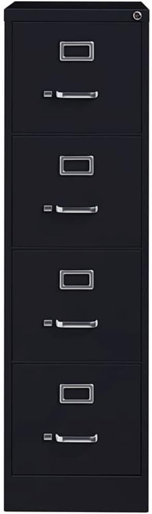Scranton & Co 4 Drawer Metal Vertical File Cabinet with Lock, 22" Deep, Letter Size, Home/Office, Preassembled, Commercial Grade, Black Finish-DeskLoop Office