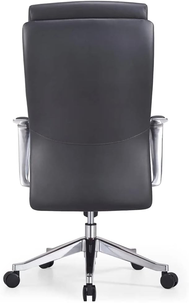 ZURI Draper Leather Executive Chair with Aluminum Frame- Dark Grey-DeskLoop Office