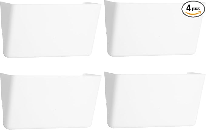EASEPRES 4 Pack White Plastic Single Pocket Hanging File Organizer, Wall Mount by EASEPRES