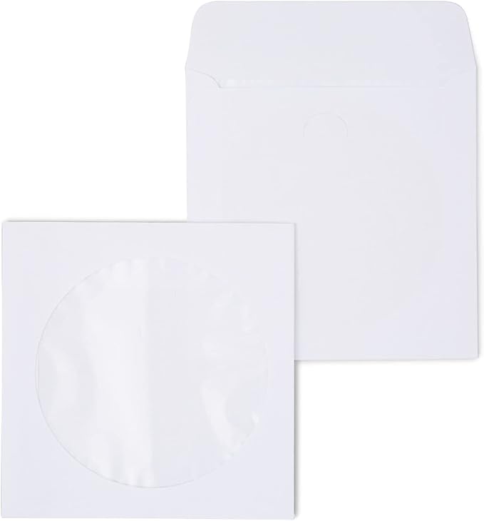 Staples 5 x 5 White Open‑End CD/DVD Envelopes, Protective Media Sleeves by Staples